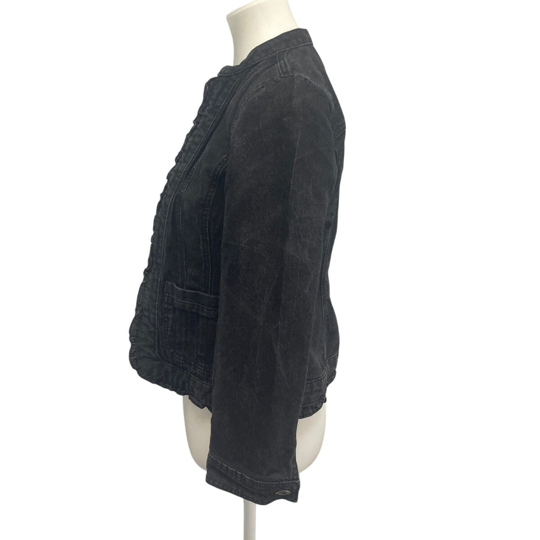 Christopher &amp; Banks Womens Petite Small Stretch Cotton Glittery Jean Jacket