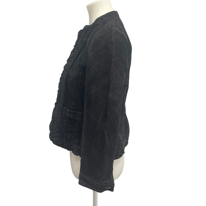 Christopher &amp; Banks Womens Petite Small Stretch Cotton Glittery Jean Jacket