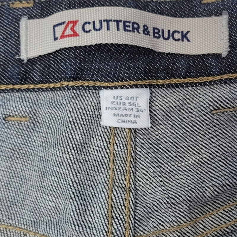 Cutter &amp; Buck Mens 40X34 Tall Cotton Spandex Straight Leg Denim Jeans