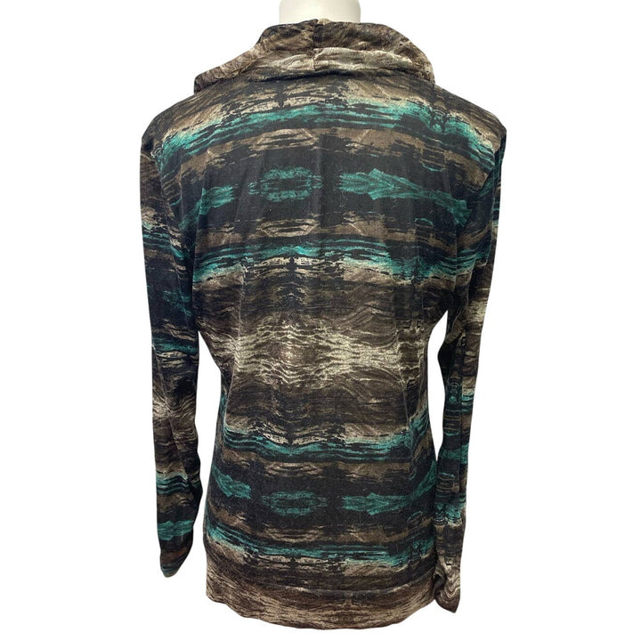 Christopher &amp; Banks Large Long Sleeve Swoop Front Lightweight Gauzy Blouse