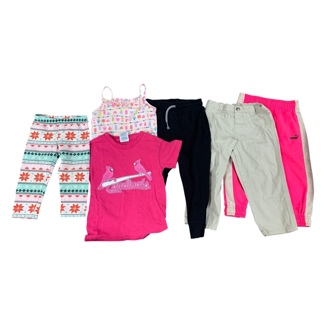 Lot of 6 Toddler Girls 18 Months to 3T Pants Leggings Cardinals T Shirt Tank Top