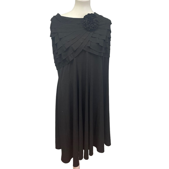 London Times Womens Plus SIze 20W Sleeveless Floral Twist Formal Black Dress