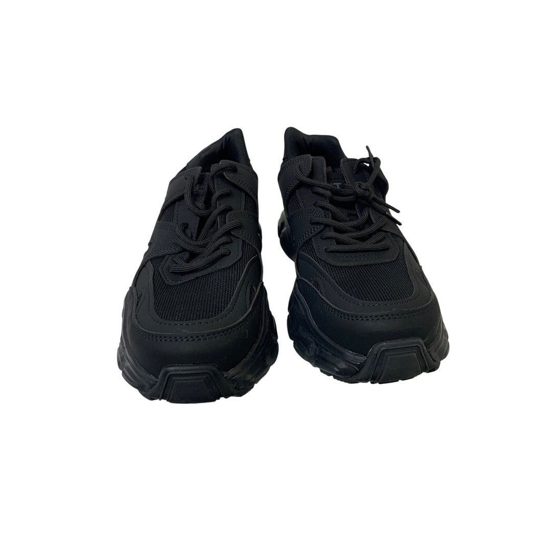 Mens Size 7 Black Sneakers Lace Up Slip On Closed Round Toe Tennis Shoes