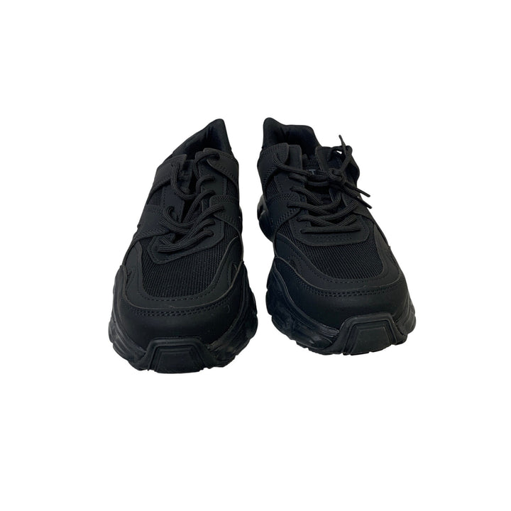 Mens Size 7 Black Sneakers Lace Up Slip On Closed Round Toe Tennis Shoes