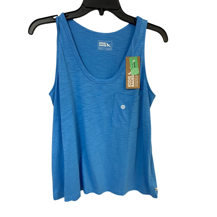 New Eddie Bauer Womens Small Blue Grapefruit Gatecheck Pocket Tencel Tank Tops