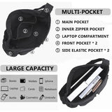 Vodiu Large Black Canvas Messenger Multi Pocket Adjustable Strap Crossbody Bag