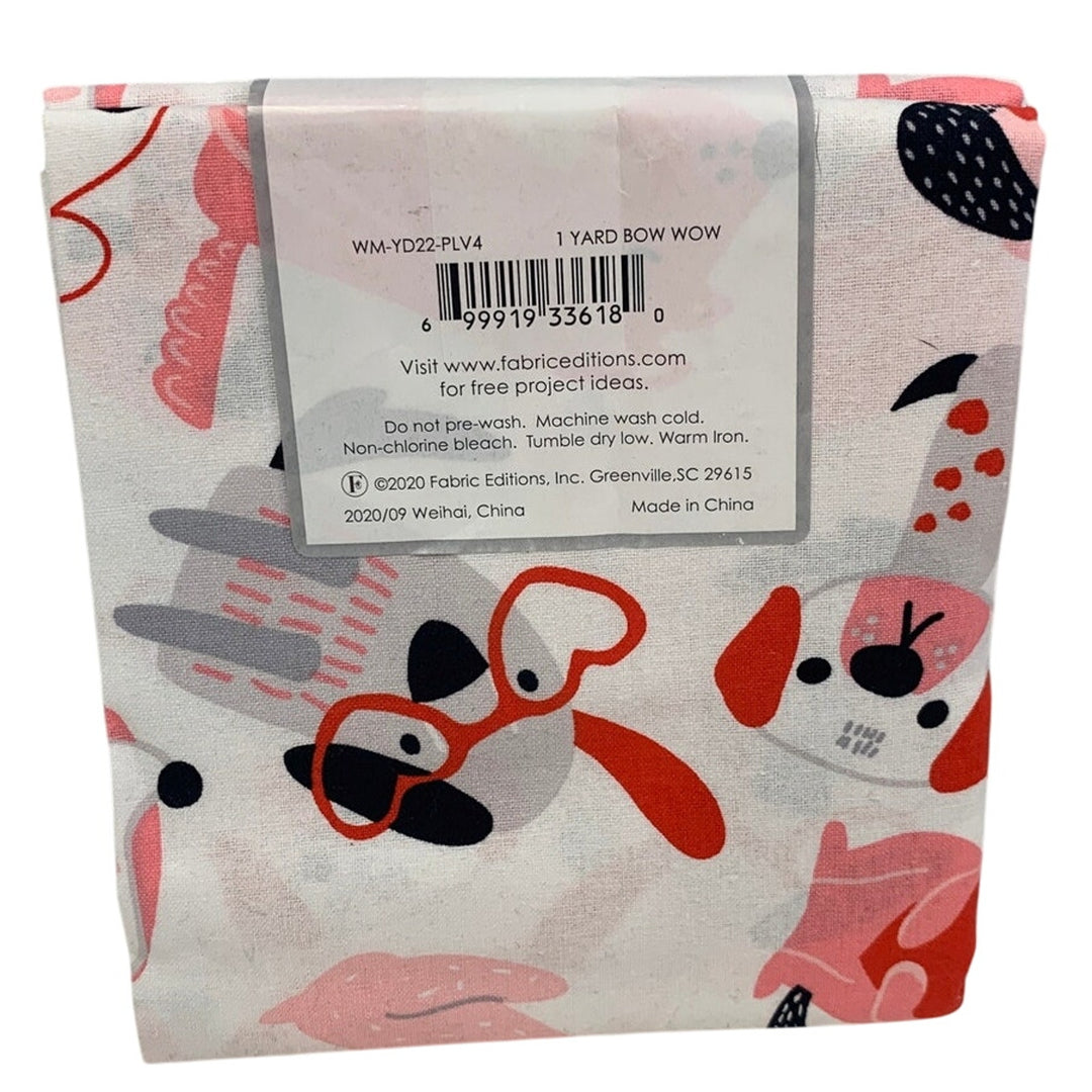 1 YD New Create It 36" X 42" Valentine Bow Wow Puppy Dog Quilting Cotton Fabric