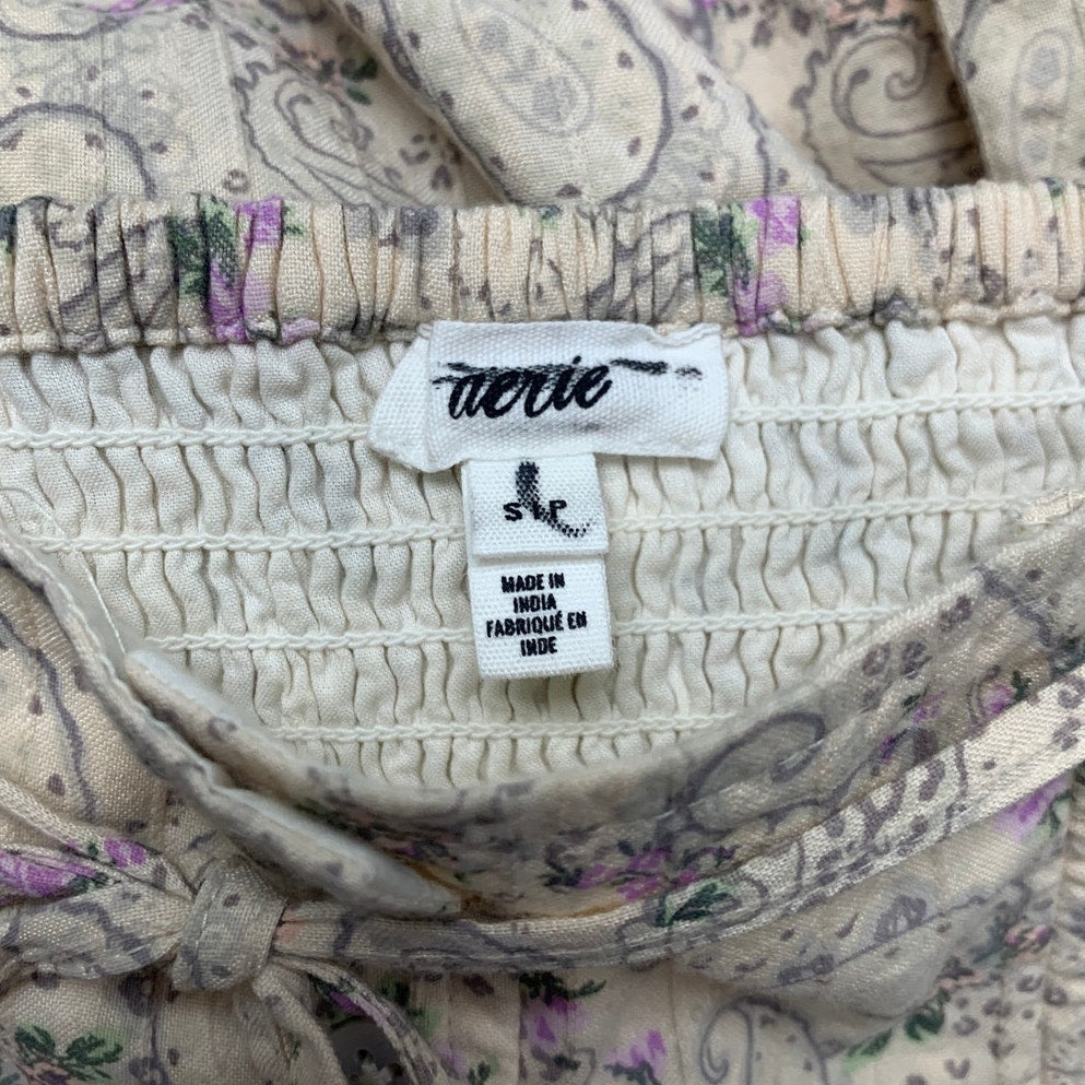 New Aerie Womens Small Floral Paisley Drawstring Waist Long Flowy Skirt