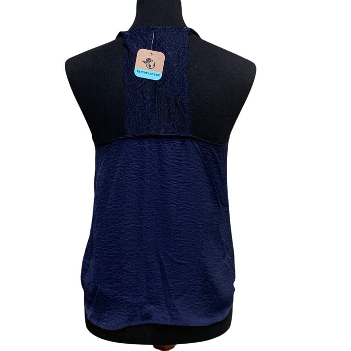 Hand Printed Upcycled Womens Small Dragonfly Lacy Racerback Strap Cami Tank