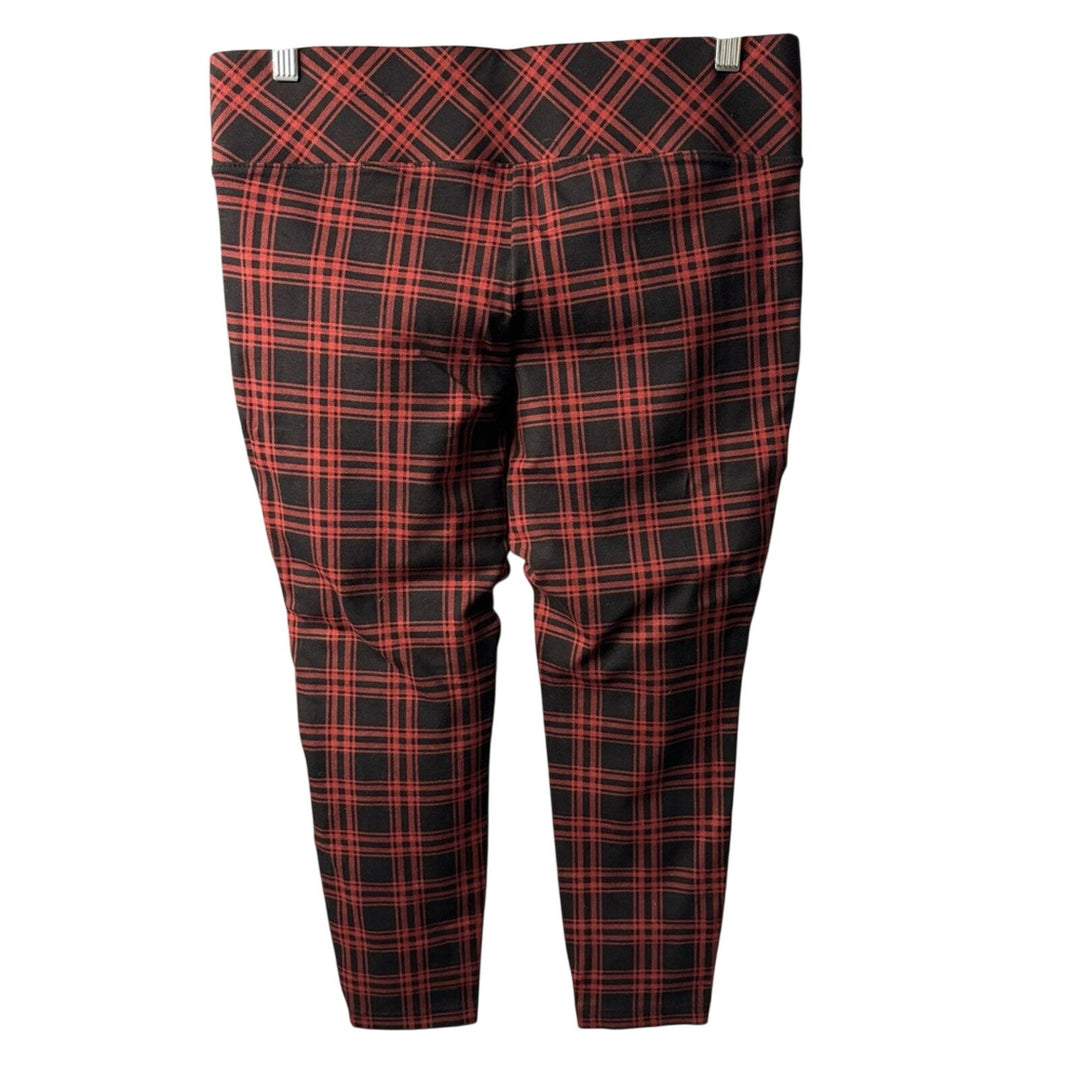 New Torrid 0 Womens Size 12 Red Black Rayon Blend Plaid Ponte Pixie Pants