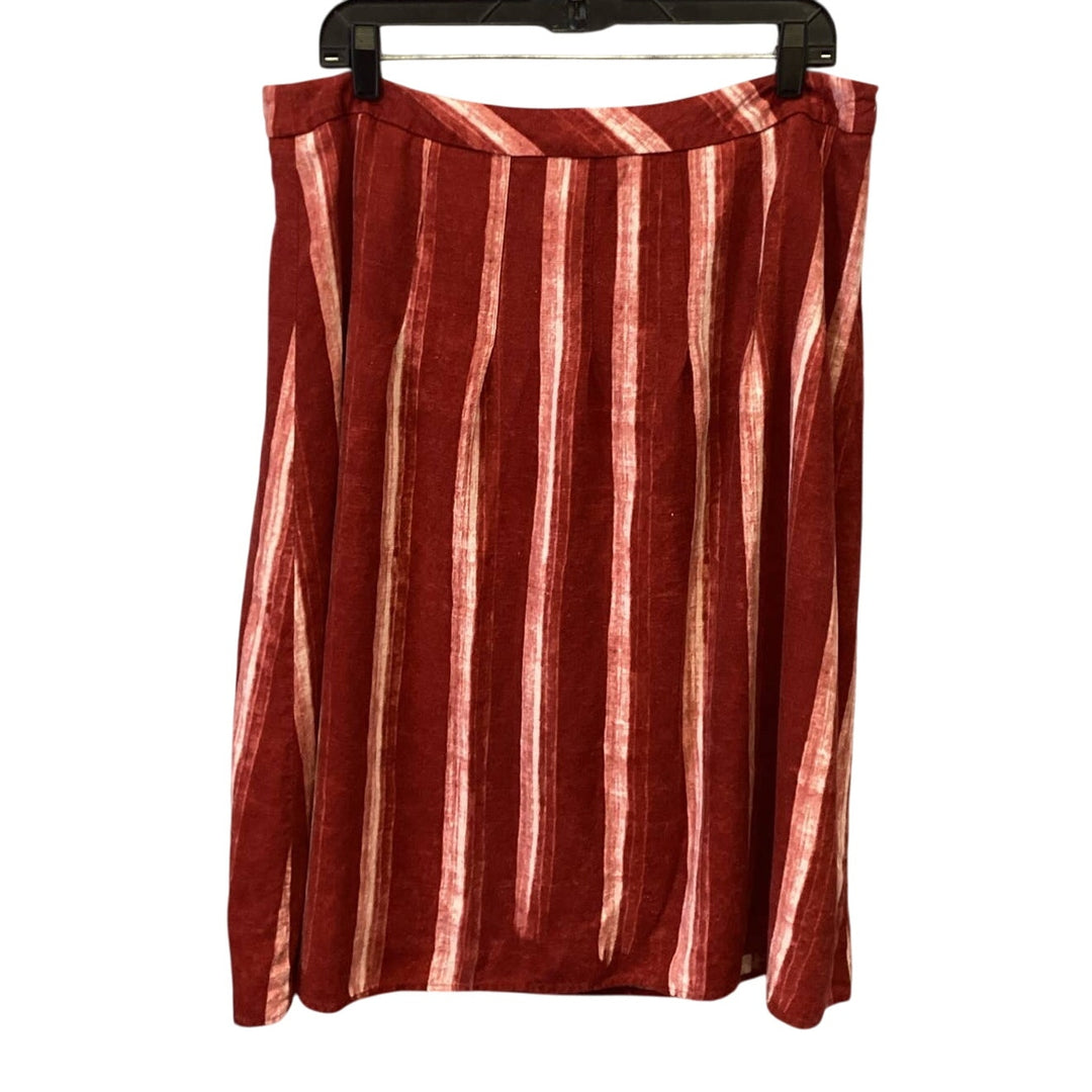 Coldwater Creek Womens Size 14 Striped Linen Blend Side Zipper Fully Lined Skirt