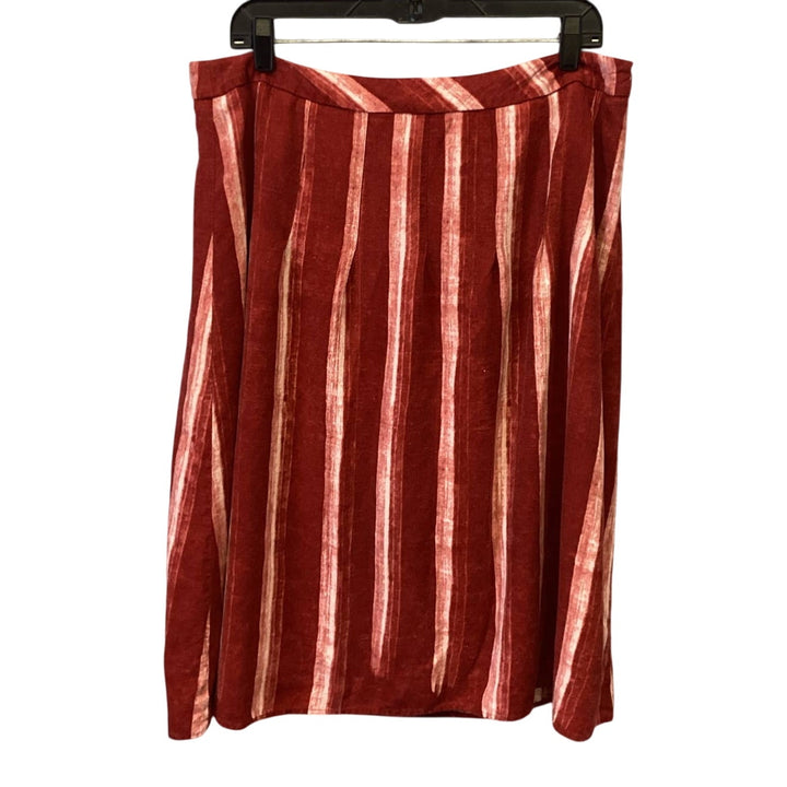 Coldwater Creek Womens Size 14 Striped Linen Blend Side Zipper Fully Lined Skirt