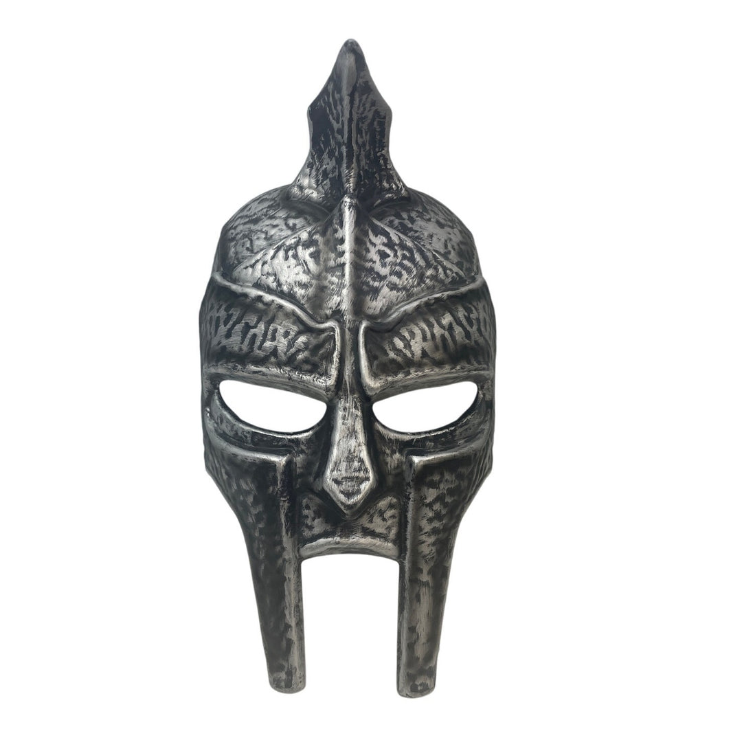 Plastic Gladiator Silver Black Adjustable Elastic Band Halloween Costume Mask