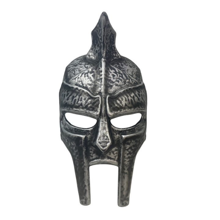 Plastic Gladiator Silver Black Adjustable Elastic Band Halloween Costume Mask
