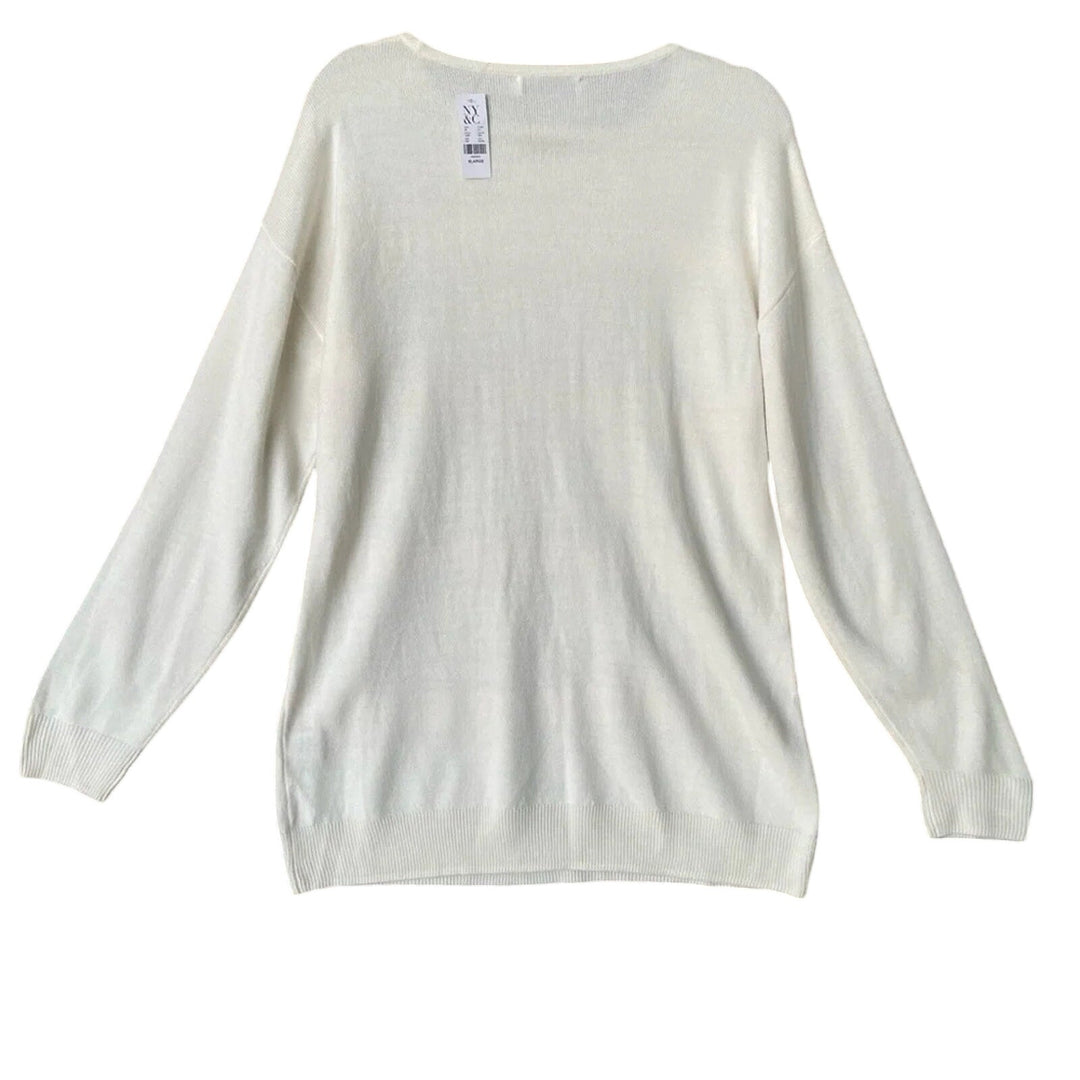 NWT New York &amp; Company Womens XL Gold Sequin Stripe Long Sleeve Knit Sweater