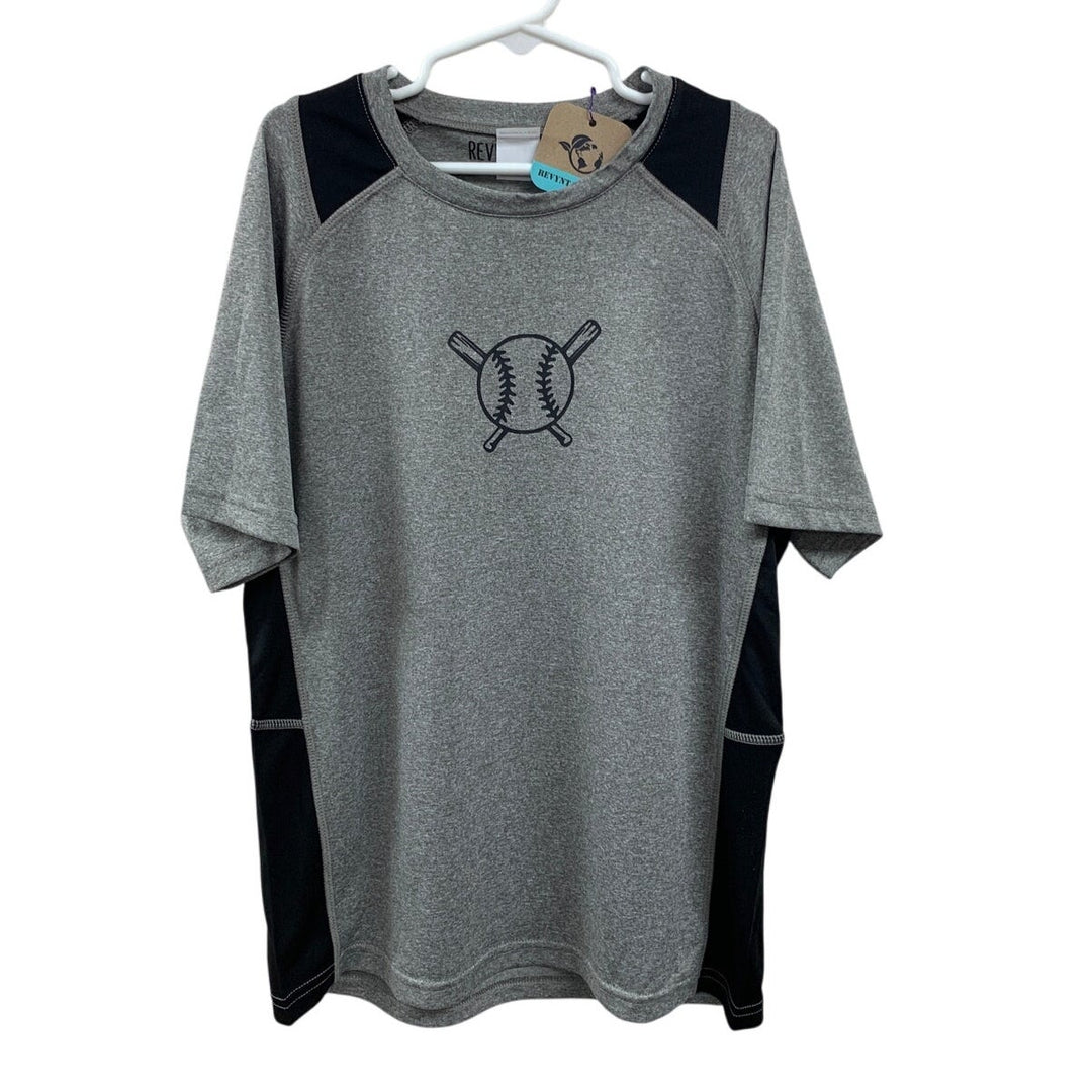 New Hand Printed Youth Boys Medium Baseball Bat Short Sleeve Athletic Tee Shirt