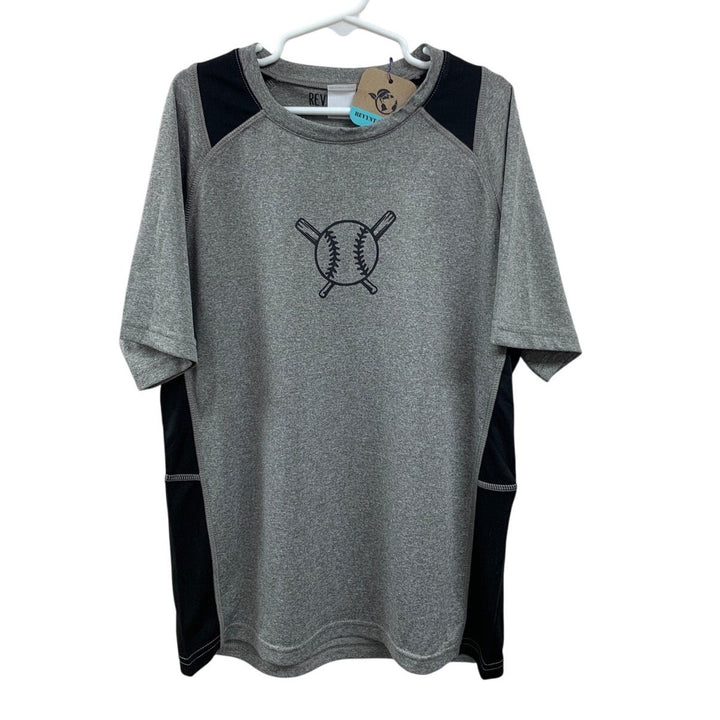New Hand Printed Youth Boys Medium Baseball Bat Short Sleeve Athletic Tee Shirt