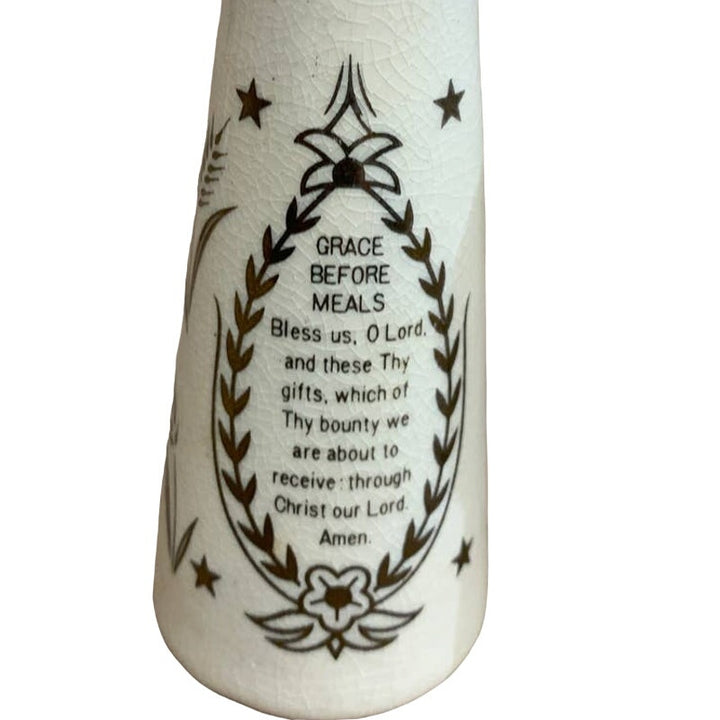 Vintage Japan Ceramic Jesus Mary Grace Before After Meals Salt Pepper Shaker Set