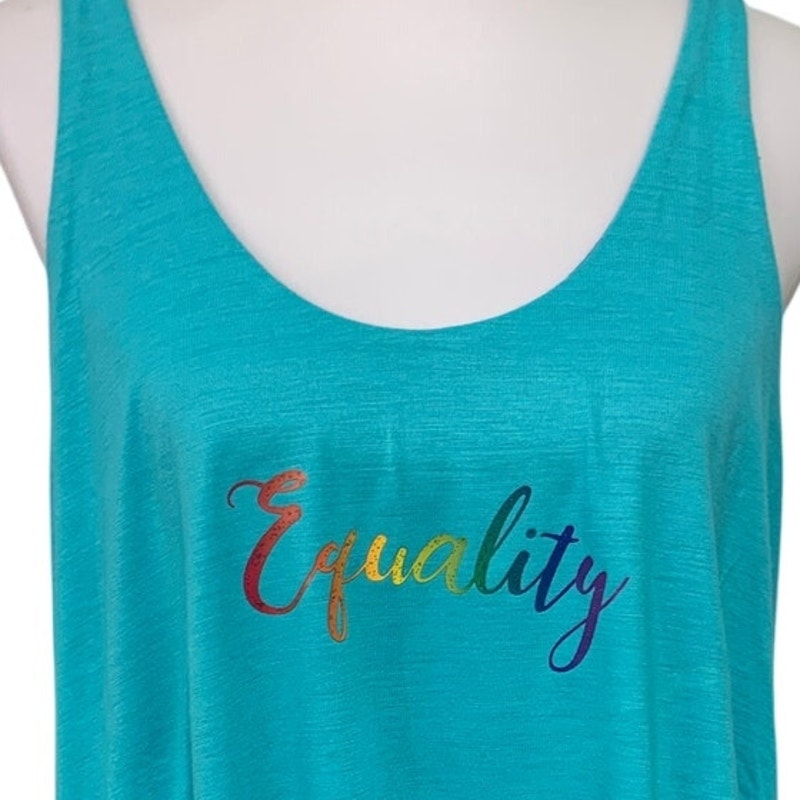 Upcycled Hand Printed Womens XL Rainbow Equality Pride Layered Flowy Tank Top