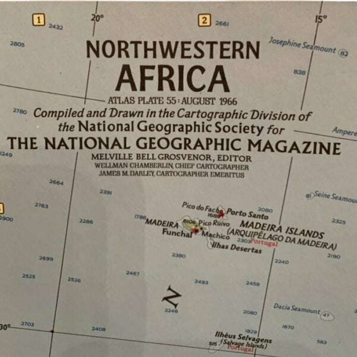 Vintage 1966 National Geographic Society Wall map of Northwestern Africa 19X25