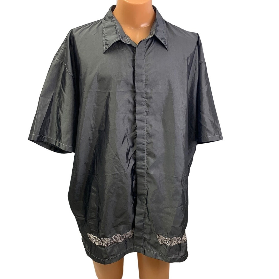 Diss Jeans Mens 3XL Nylon Polyester Blend Short Sleeve Button Down Casual Shirt