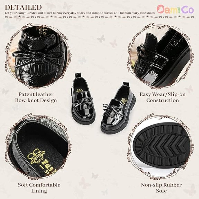 Oamico Toddler Girls Size 10 Black Mary Jane Round Closed Toe Dress Shoes