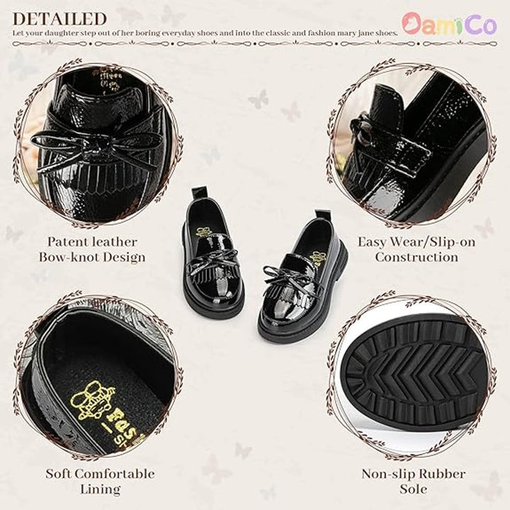 Oamico Toddler Girls Size 10 Black Mary Jane Round Closed Toe Dress Shoes