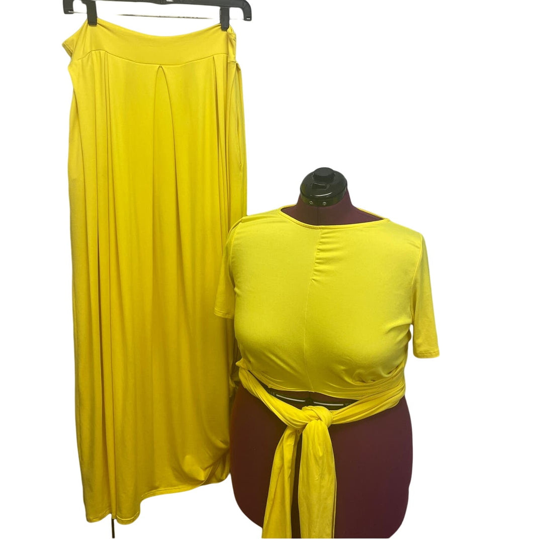 The Curve by Judani Womens Plus Size 3X Two Piece Front Tie Long Skirt Outfit