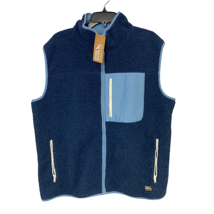 New Eddie Bauer Mens Tall Dusk Blue 100% Polyester Warm Chilali Vest w Pockets