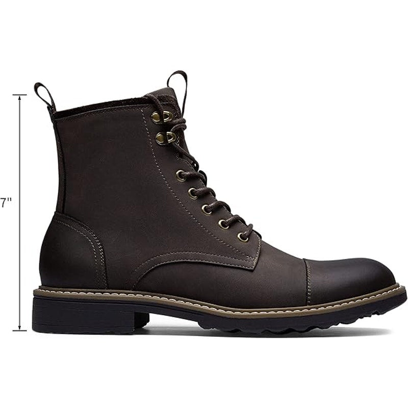 Vostey Mens Size 9.5 Rustic Brown Faux Leather Lace Up Motorcycle Chukka Boots
