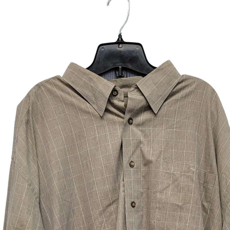 Cotton Reel Mens 2XL PolyCotton Plaid Long Sleeve Button Up Shirt w Front Pocket
