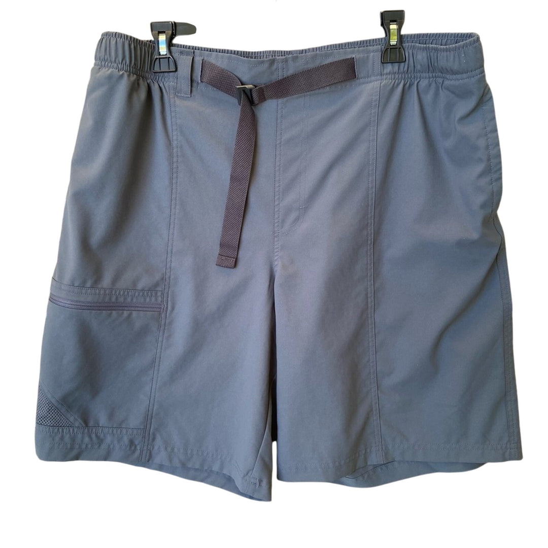 Columbia Mens XL 100% Polyester Elastic Belted Waist Gray Athletic Shorts