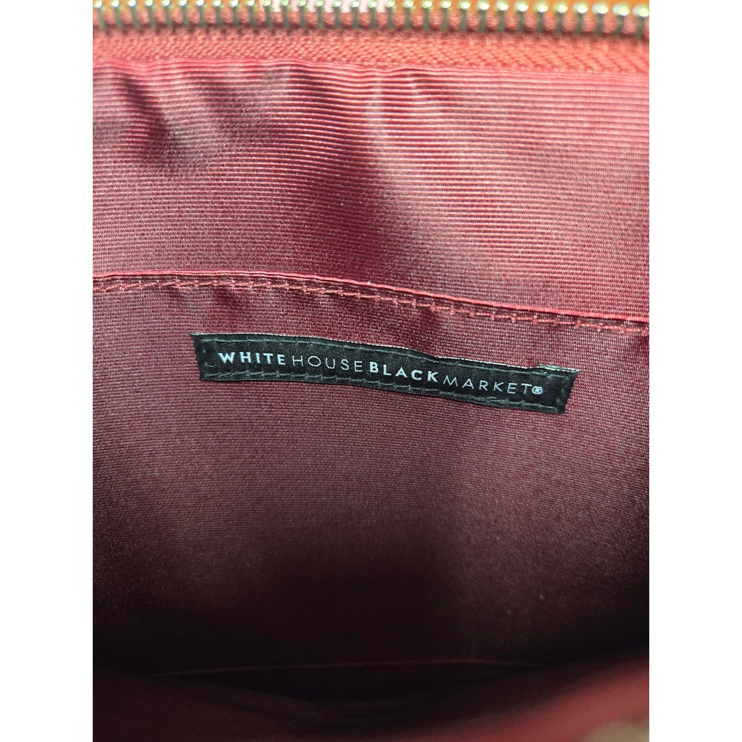 New White House Black Market WHBM Red Floral Faux Leather Envelope Purse w Studs