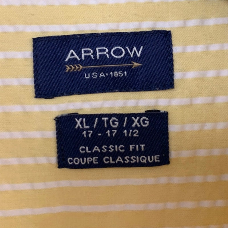 Lot of 2 Arrow Mens XL CLassic Fit Striped Long Sleeve Button Down Shirts