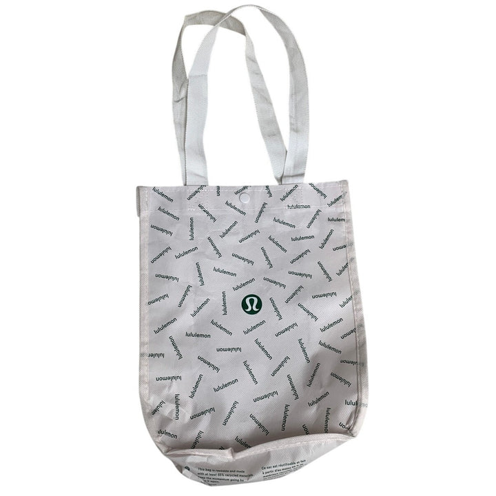 Lululemon Logo Snap Closure Double Handle Plastic Small Reuseable Tote Bag