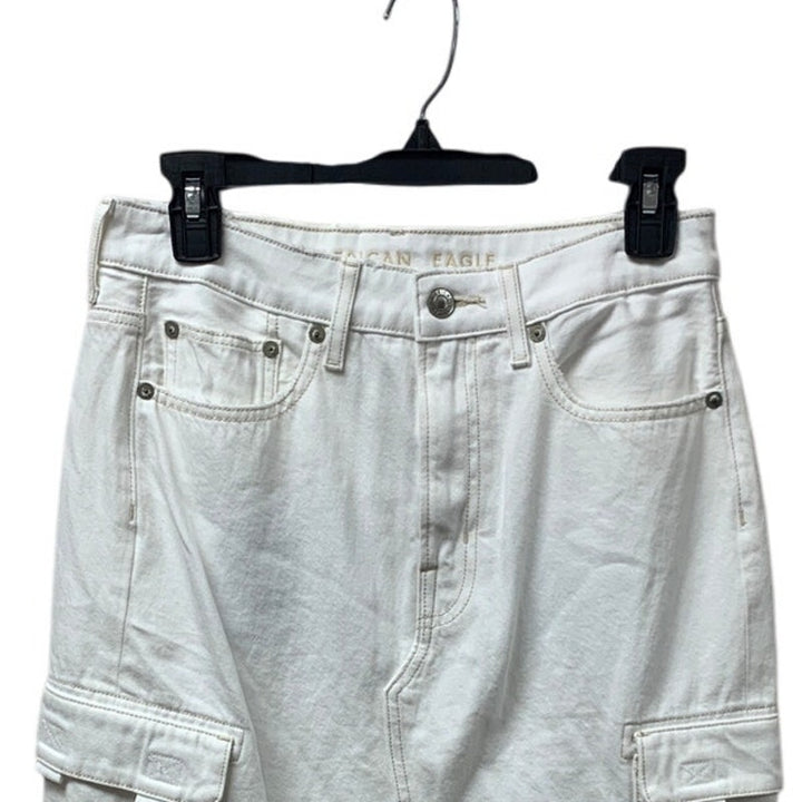 New American Eagle Womens Medium White Denim Cotton Long Maxi Cargo Skirt
