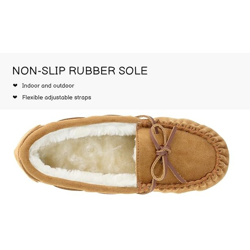 Fibure Womens Size 9 Brown Faux Suede Moccasin Indoor Outdoor House Slippers