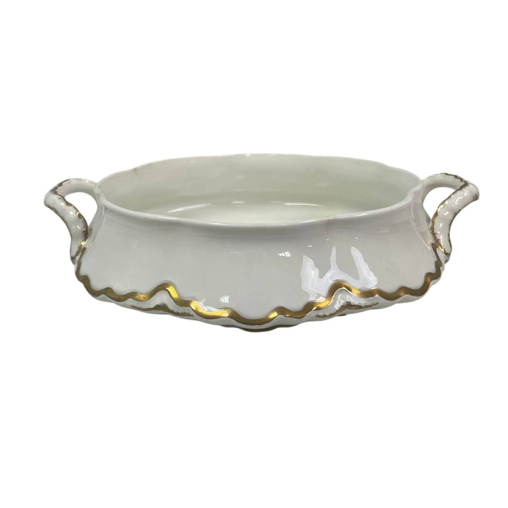 Vintage 1929 Pope-Gosser Sepia Gold Fine Bone China Double Handle Serving Bowl