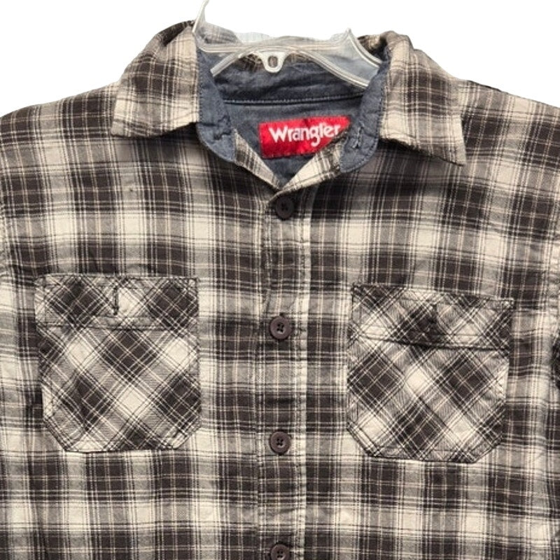 Wrangler Mens Small Cotton Plaid Long Sleeve Button Up Shirt w Front Pockets