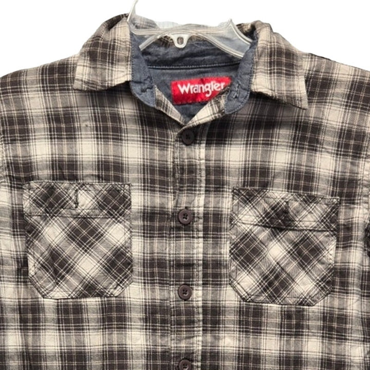 Wrangler Mens Small Cotton Plaid Long Sleeve Button Up Shirt w Front Pockets