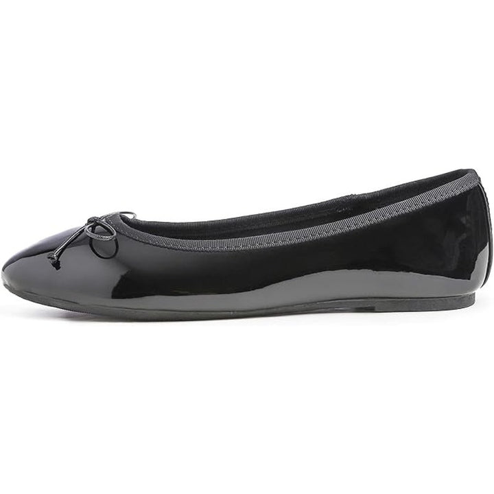Fever Sole Womens Size 9.5 Black Flats Mini Bow Slip On Round Closed Toe Shoes