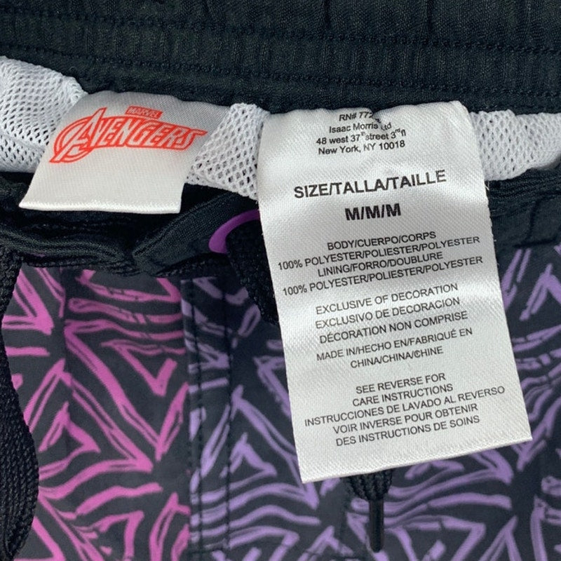 NWT New Marvel Avengers Black Panther Boys Medium Webbing Lined Swimming Trunks