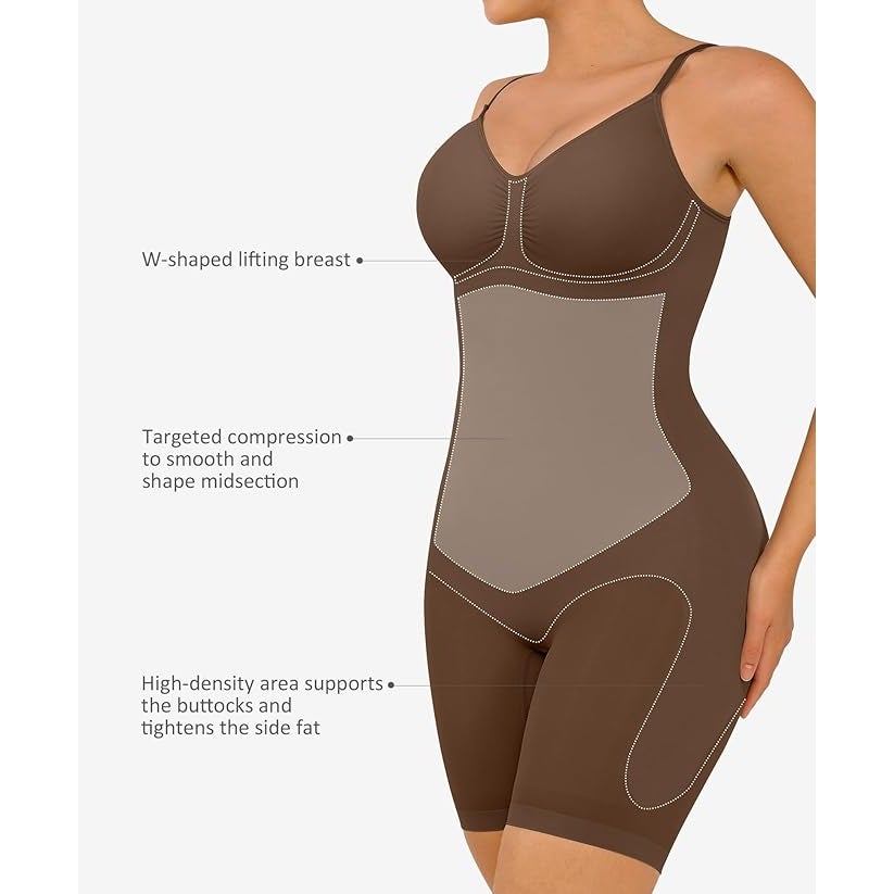 NWT New FeelinGirl Womens XS/S Cocoa Tummy Control Seamless Shapewear Bodysuit