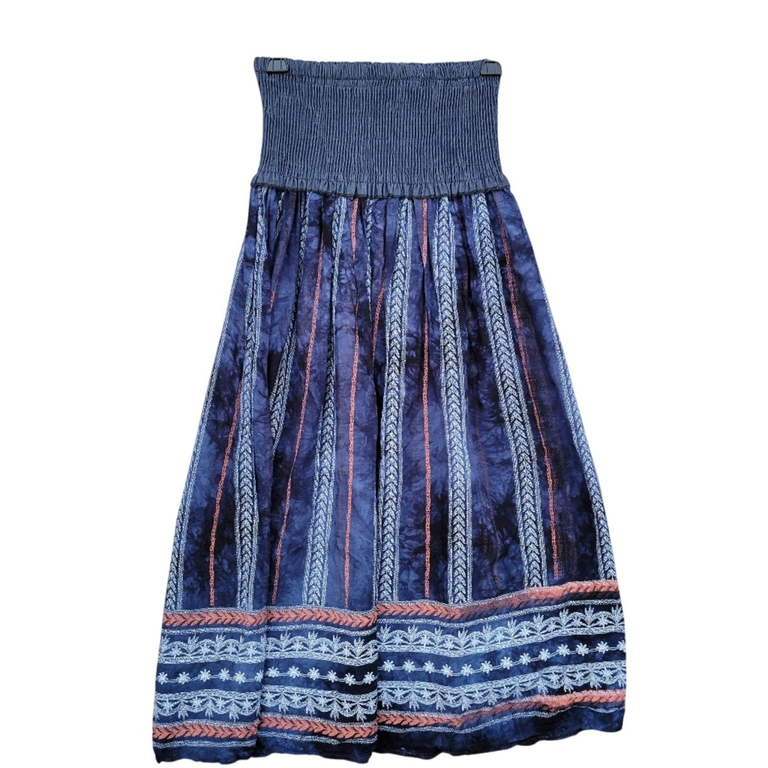 NWT New C Mode Womens S/M 100% Polyester Patterned Smocked Halter A Line Dress