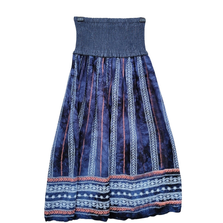 NWT New C Mode Womens S/M 100% Polyester Patterned Smocked Halter A Line Dress