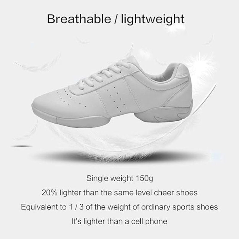 Smapavic Womens Size 9.5 White Faux Leather Lace Up Athletic Cheer Sneaker Shoes
