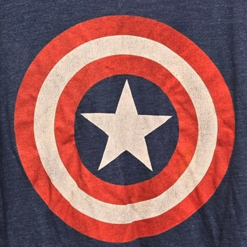 Marvel Comics Mens Large PolyCotton Captain America Sheild Short Sleeve T Shirt