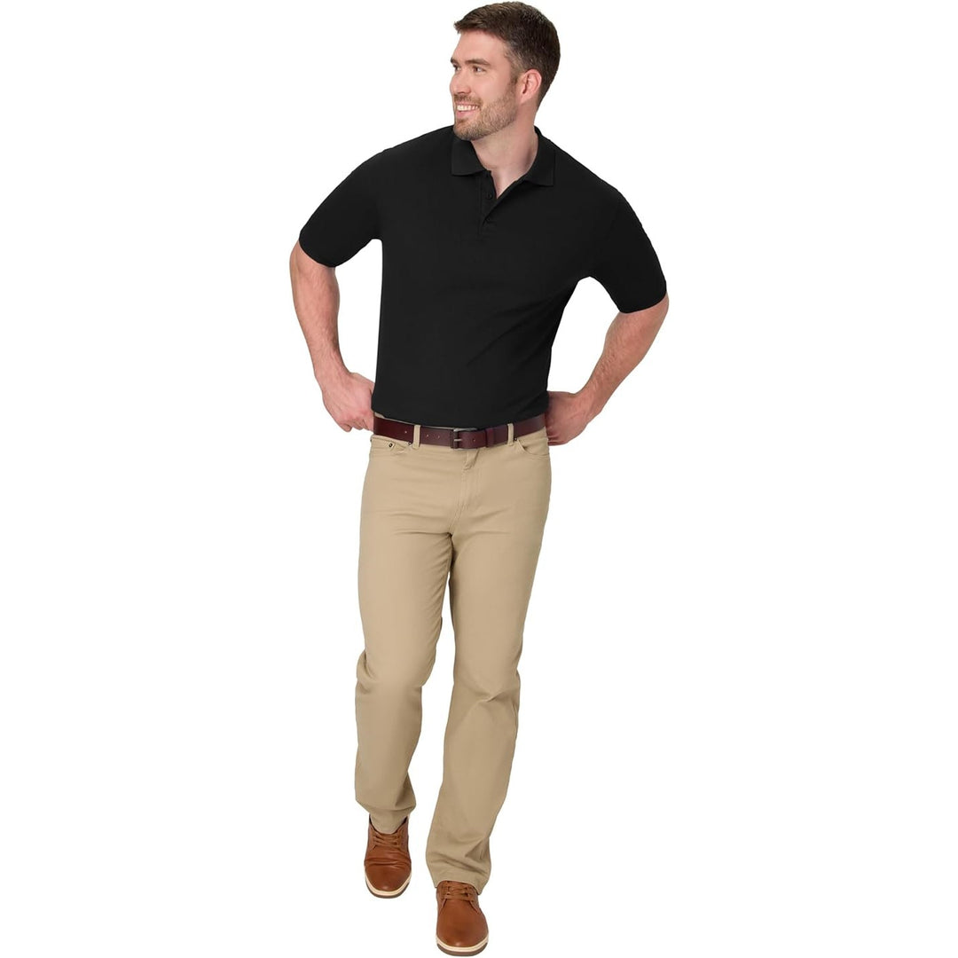 Hanes Mens 4XL Black PolyCotton X-Temp Classic Short Sleeve Polo Shirt