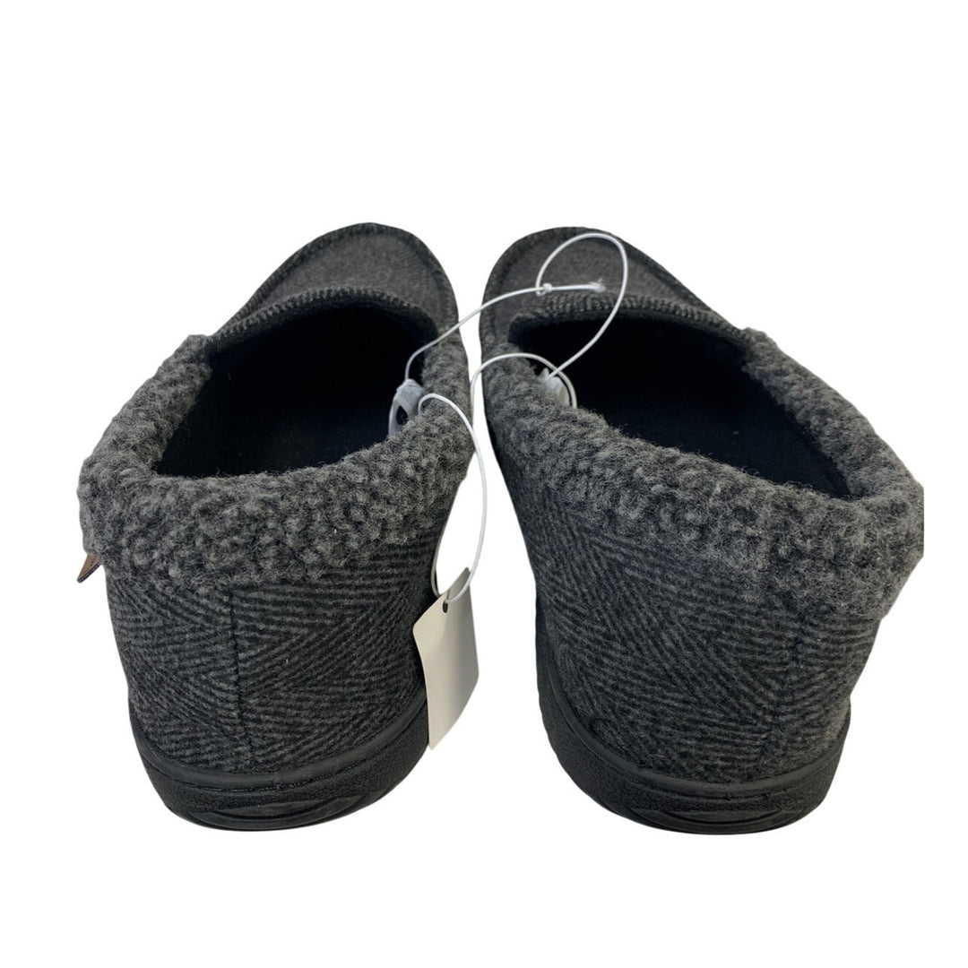 Dearfoams Mens Large 11-12 Gray Tweed Memory Foam Washable House Slippers