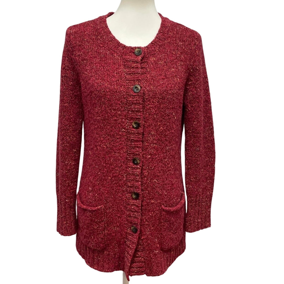 Charter Club Womens Medium Wool Blend Button Up Long Sleeve Cardigan Sweater